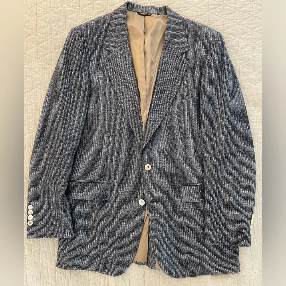 BILL‎ BLASS Made in USA Vintage Single Breasted Wool Tweed Jacket Size 42 R